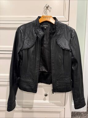 bebe Black Faux Leather Moto Jacket